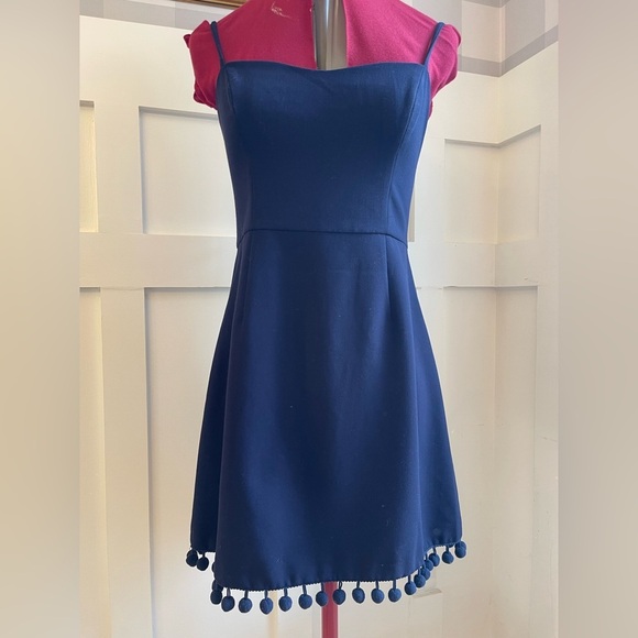 French Connection Sleeveless Dress with Pom Pom Detail Size 8 - Picture 4 of 8